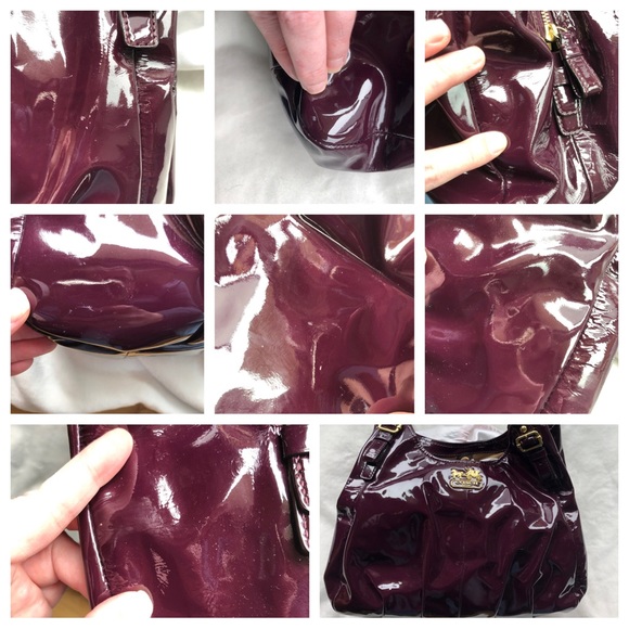 SOLD!!!  COACH Plum Patent Leather Maggie Madison Hobo Shoulder Bag #18760 - Picture 14 of 15